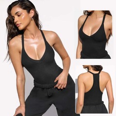 亞馬遜跨境性感螺紋瑜伽服運動背心上衣跑步健身舞蹈裹胸一件代發