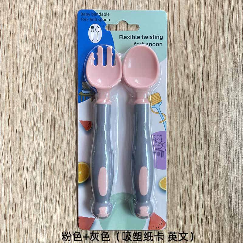 걸리 핑크 그레이 포크와 스푼 [영어 블리스터 포장]