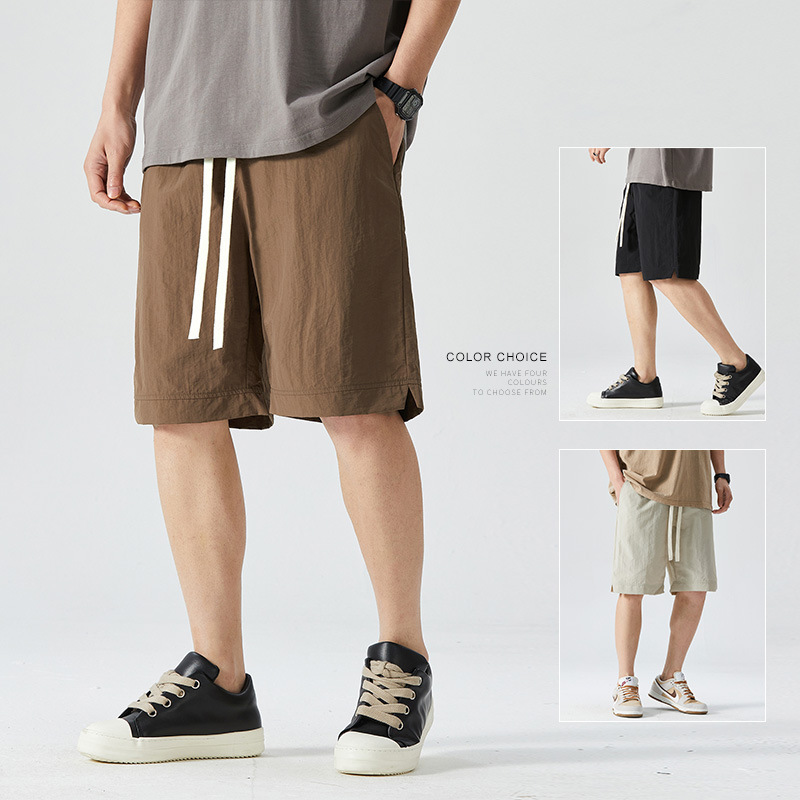 Ice Silk Shorts Men's Fashionable Brand Hong Kong Style Summer New Fashionable Casual Pants Quick-drying Sports Loose Youth Half-length Pants