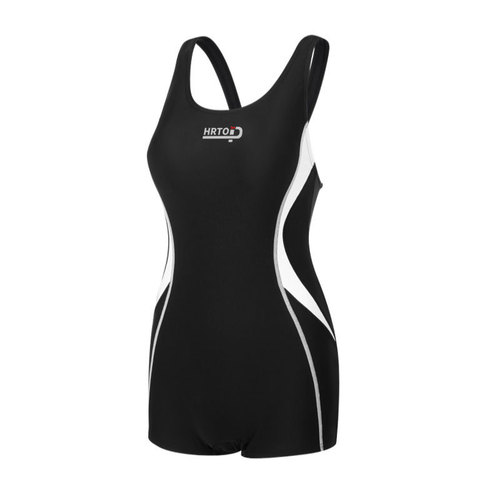 Women's Conservative Cover-Belly Trunk Swimsuit for Hot Spring Swimming Pool, Professional Training Suit, Straight Leg Slimming, Anti-Slip