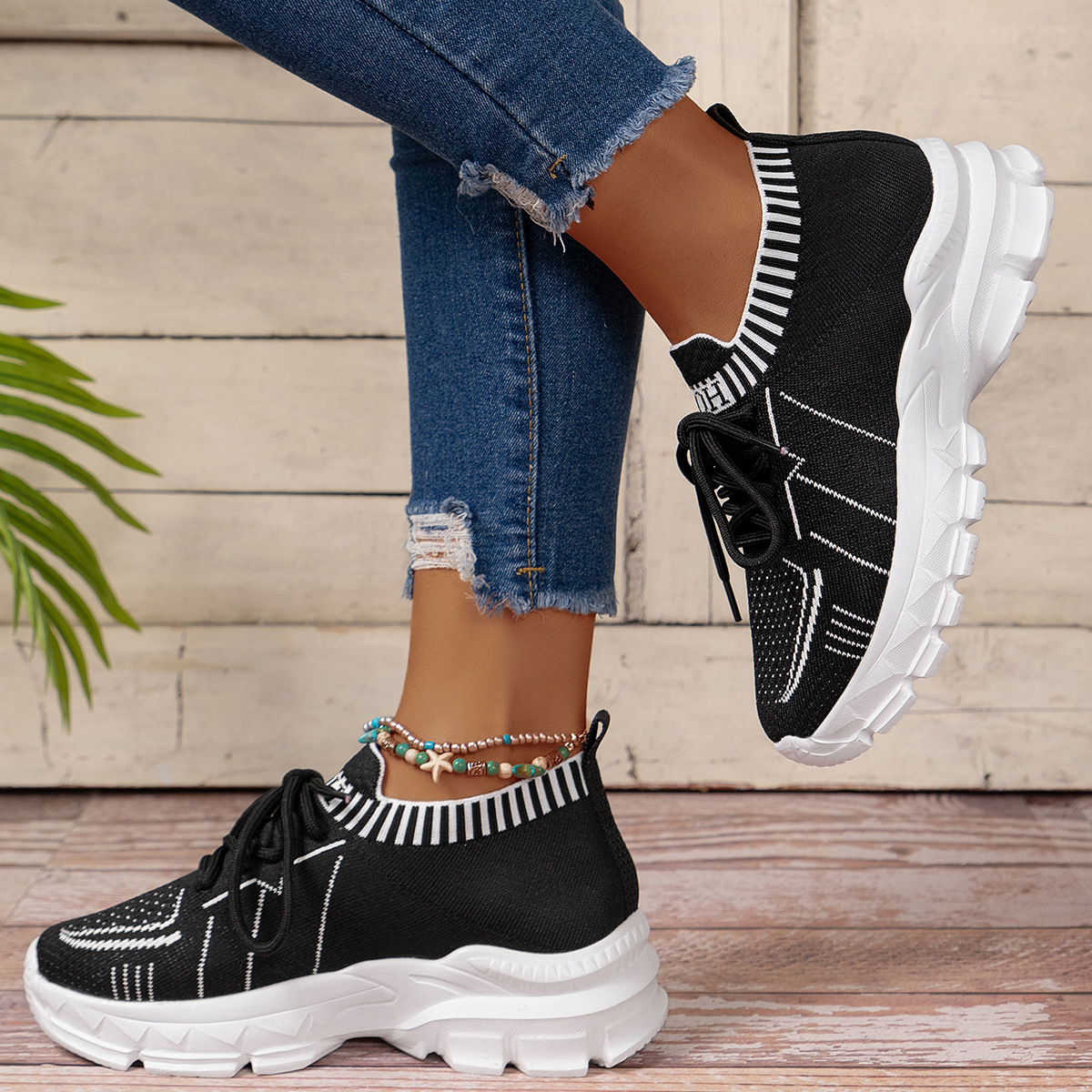 Mujeres Casual Bloque De Color Punta Redonda Zapatos Deportivos display picture 10