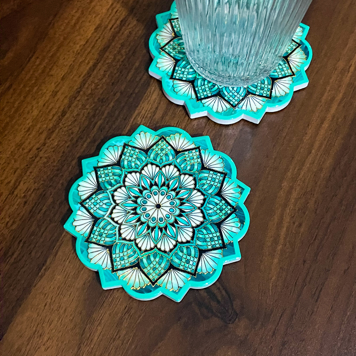 Nuevo posavasos en forma de flor, artesanía de bronceado, textura en relieve, posavasos para el hogar creativo de estilo étnico bohemio