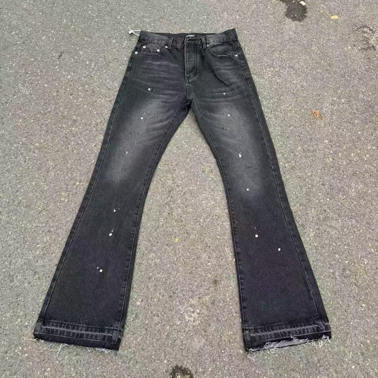Férfi flared farmer nadrág destroyed mosott tinta fröccsöntött_voghion.com