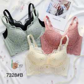 闪闪星7328#亲肤乳感棉内衣32-38上薄下厚B杯聚拢侧收尾货文胸批