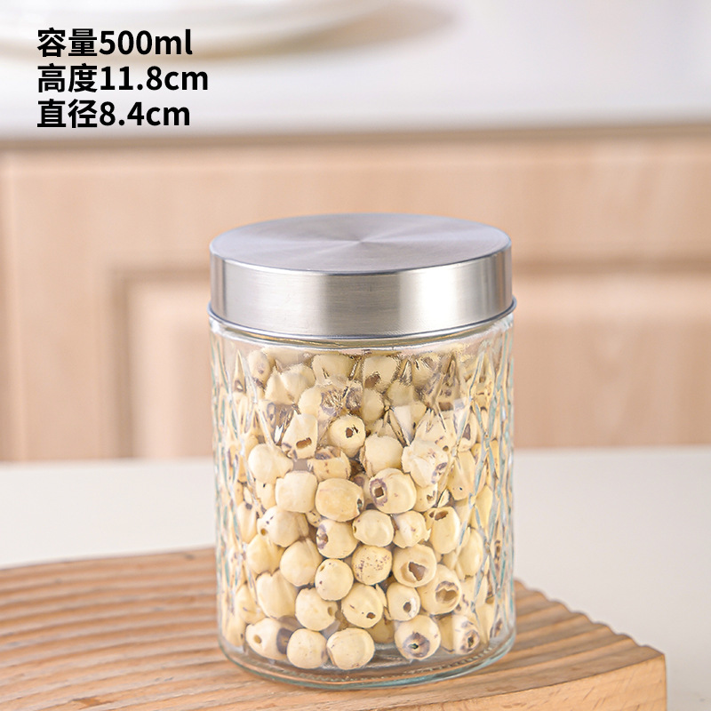 Botella de vidrio sellada, botella de alimentos, vinos encurtidos, macetas de encurtidos, miel, botella vacía, granos, granos, granos, macetas de almacenamiento