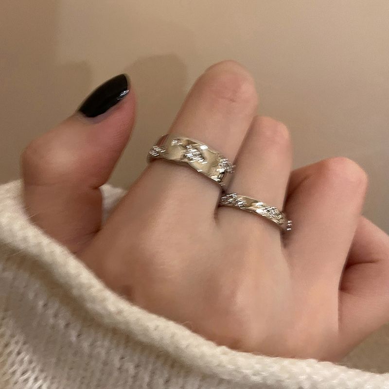 Silver Plain Zircon Open Set For Women Minimalist Style Couple Rings Fashion Personality Index Finger Ring Trend_voghion.com