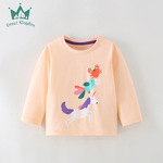 新款女童上衣长袖T恤纯棉女宝宝儿童打底衫卡通欧美童装一件代发