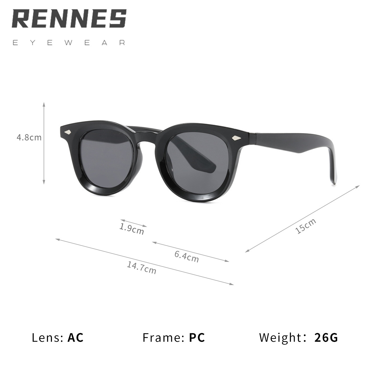 Gafas de sol de uñas de arroz de moda con marco ovalado retro europeo y americano