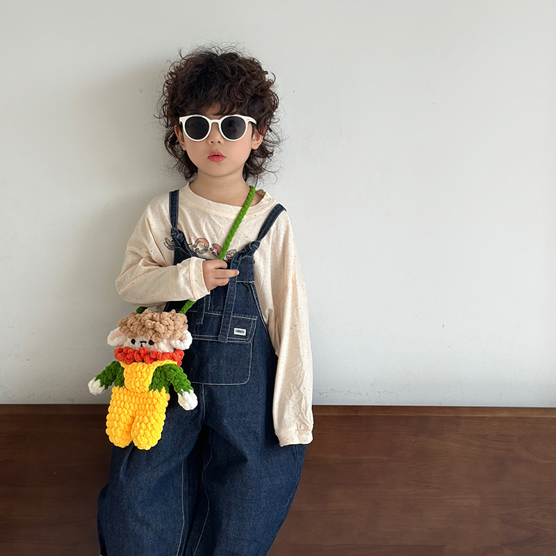 Divertido bolso de hombro para niños y niñas de dibujos animados, extraño y feo bolso de mensajero para bebés, nuevo bolso de muñeca para niños tejido de ganchillo