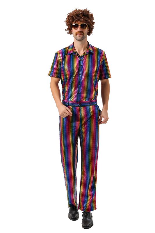 Bar Singer Performance Clothing Retro Disco Clothing 80S Denim Plaid Suit Hip-Hop Singer Stage Clothing
