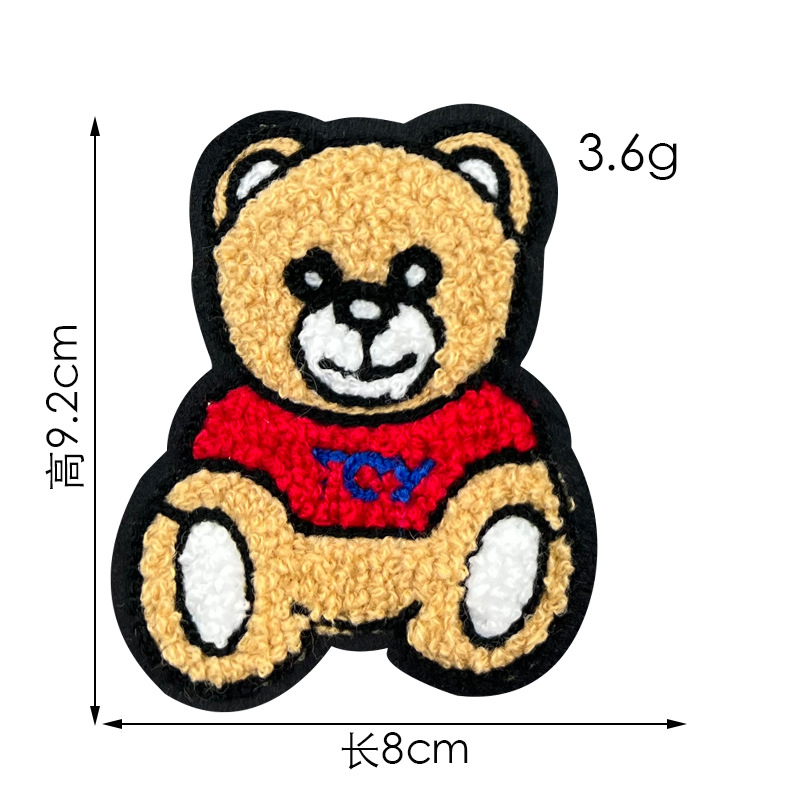 Toalla de oso de dibujos animados pegatinas de tela bordadas spot accesorios de ropa al por mayor ropa de oso abrigo parche de agujero