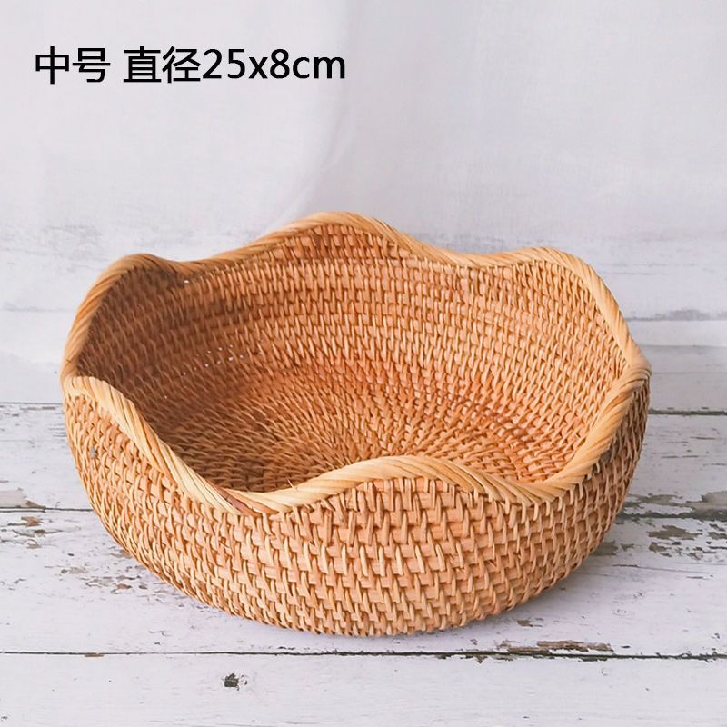 Cestas de almacenamiento de frutas de caña trenzadas vietnamitas canasta de sala de estar casera de bocadillos cestas de dulces creativas canasta de frutas secas caja