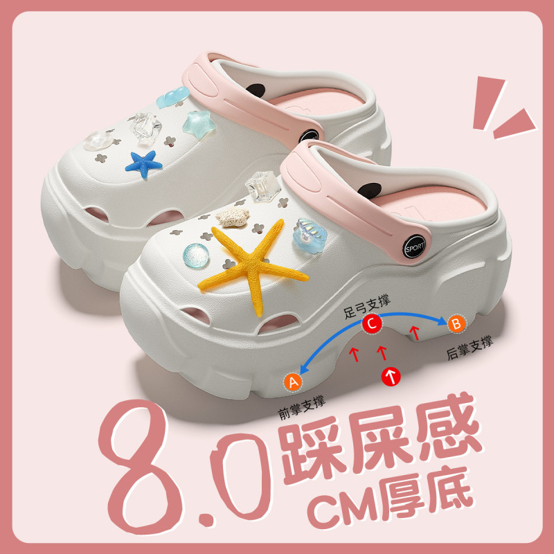 孕妇防滑洞洞鞋女款沙滩足弓支撑eva防臭厚底包头凉鞋夏季外穿女|undefined