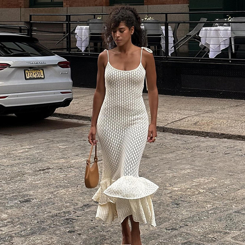Neues sexy Boho-Strandkleid mit Strickträgern für Damen (2024)_voghion.com