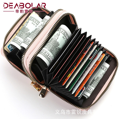 Multifunctional card holder wholesale  new accordion card holder double zipper women's wallet large capacity pu card holder