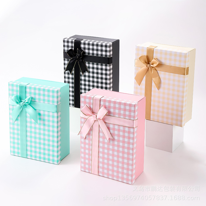Venta caliente transfronteriza caja plegable simple celosía arco caja de regalo embalaje de regalo de cumpleaños caja de regalo de una pieza al por mayor