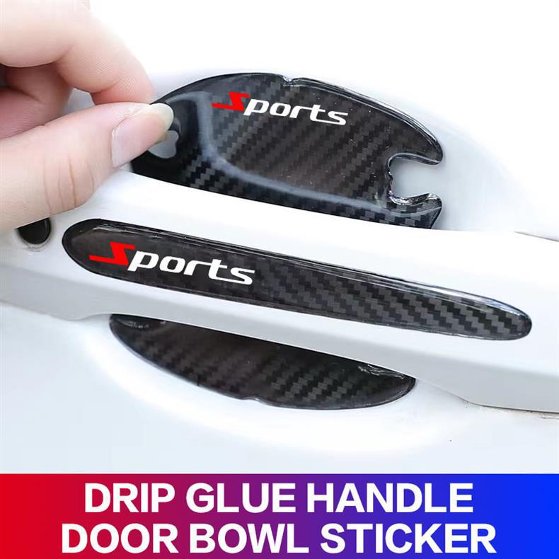Carbon Fiber Door Handle Stickers for Car Doors, Anti-Scratch Car Door Bowl Stickers, Door Handle Stickers, Scratch Paint Protection Stickers, Decorative