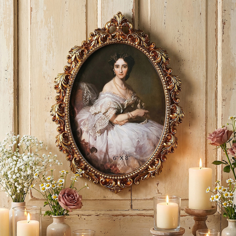 European-Style Classical Oval Decorative Photo Frame for Home Decoration and Photo Display