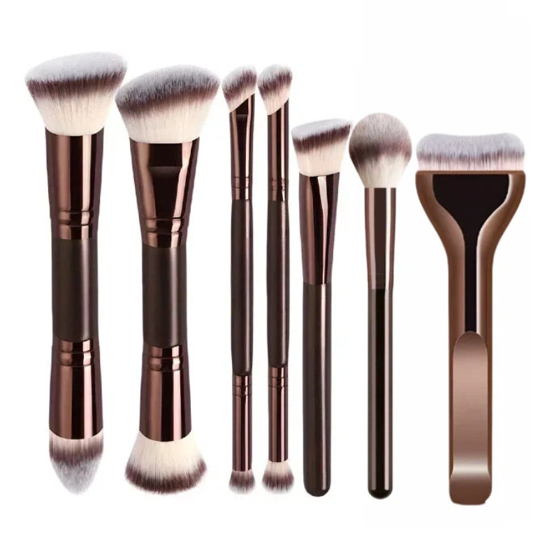 Juego de Brochas de Maquillaje de Doble Cabezal Plástico PS Maquillaje Facial para Maquillaje