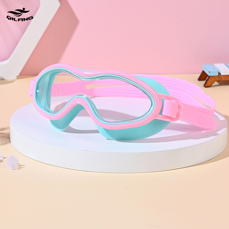Gafas de Natación de Marco Grande para Niños Policarbonato Impermeable, Antivaho para Natación