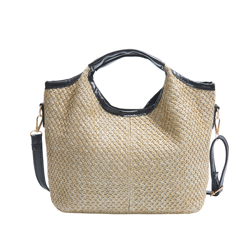 2025 este año popular bolsas de tejido de mano de mujer moda de estilo extranjero bolsa de hombro bolsa de viaje de playa bolsa de paja