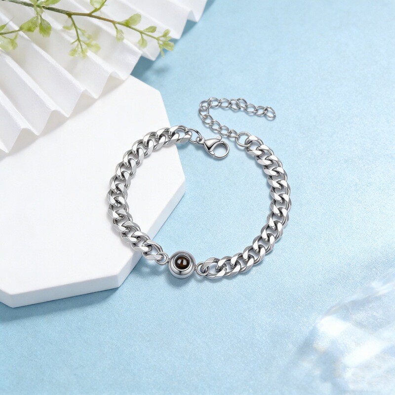 Round Ball Projection Stone Cuban Bracelet 100 Languages I Love You Romantic Confession Gift Vintage Adjustable Hand Jewelry
