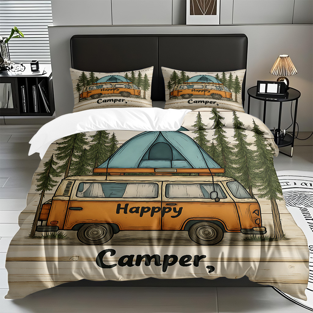 Ventas transfronterizas textiles caseros de ocio viento camping impresión digital abrasión quilt kit fuente de fábrica TEMU / JIT