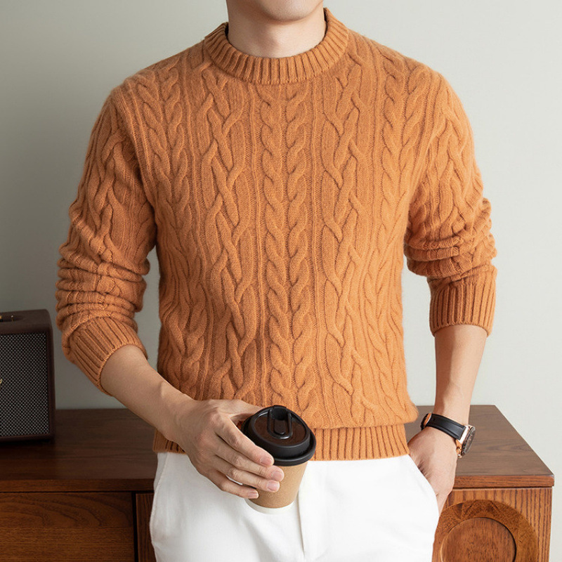 5-needle thickened 500g pure wool sweater for men, 2026 autumn and winter, semi-high collar, soft and cozy pullover knit base shirt 5-needle thickened 500g pure wool sweater for men, 2026 autumn and winter, semi-high collar, soft and cozy pullover knit base shirt