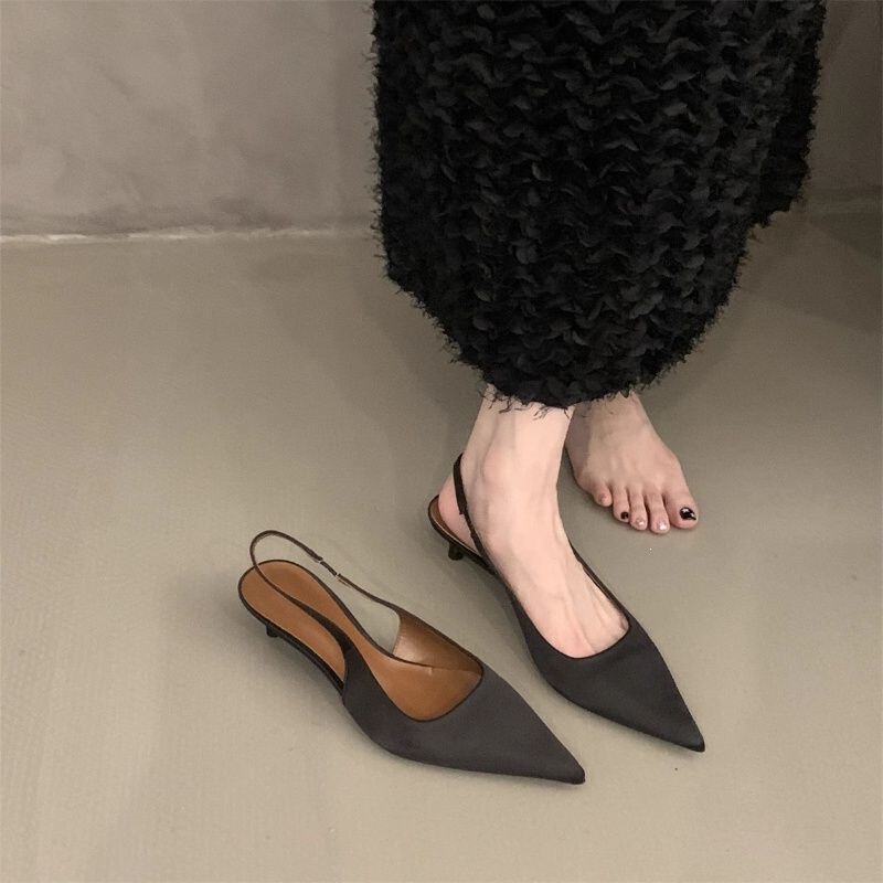 Large Size High-Heeled Shoes, Size 42, Pointed-Toe Shoes, New Spring and Autumn Styles for Wide and Fat Feet, Women's Heeled Closed-Toe Sandals