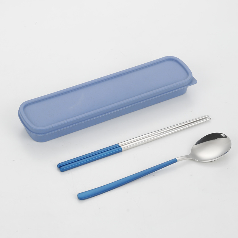 304 vajilla de acero inoxidable cuchara coreana tenedor palillos estudiante portátil conjunto de tres piezas traje creativo regalo puede ser logotipo personalizado