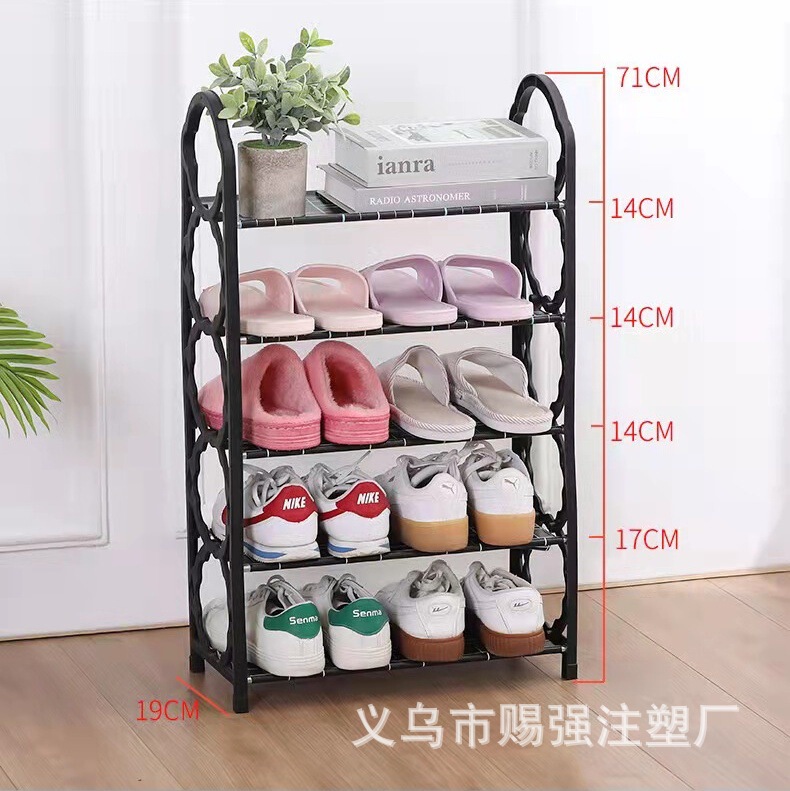 Stainless Steel Storage Rack Four-Layer Simple Shoe Rack Household Assembly Removable Student Dormitory Multi-Functional Storage Shoe Rack