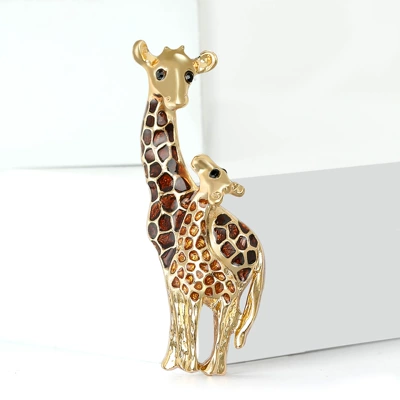 oil drop enamel giraffe brooch: Yaxa sancaqları