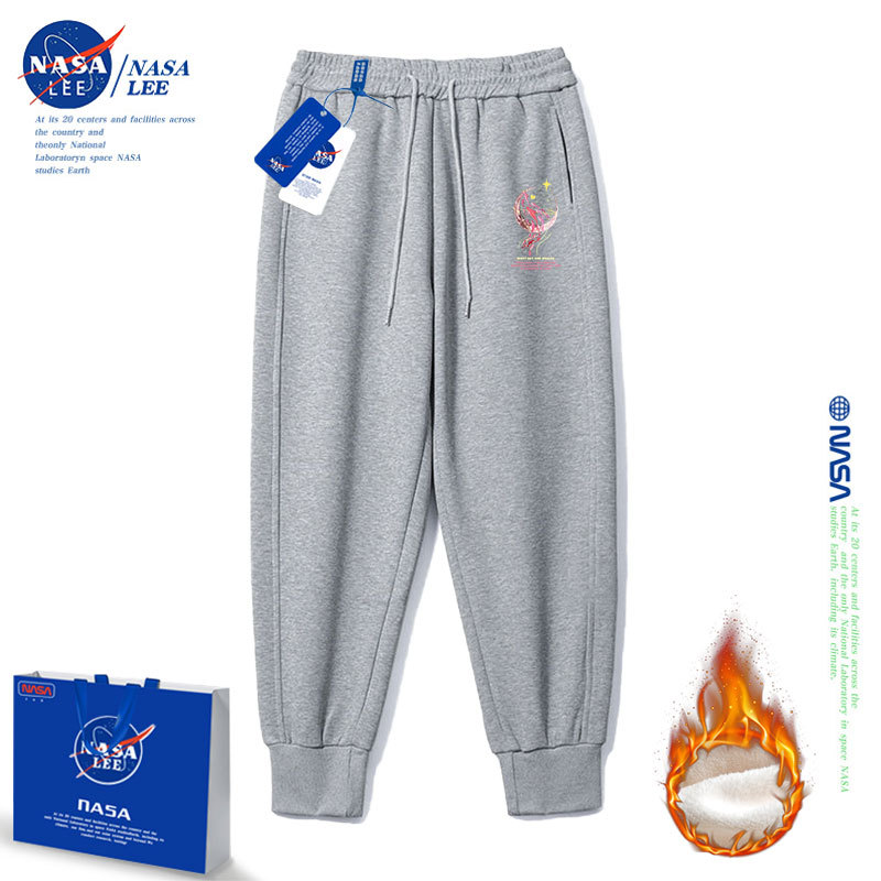 회색 빨간색 그림 바지 기모