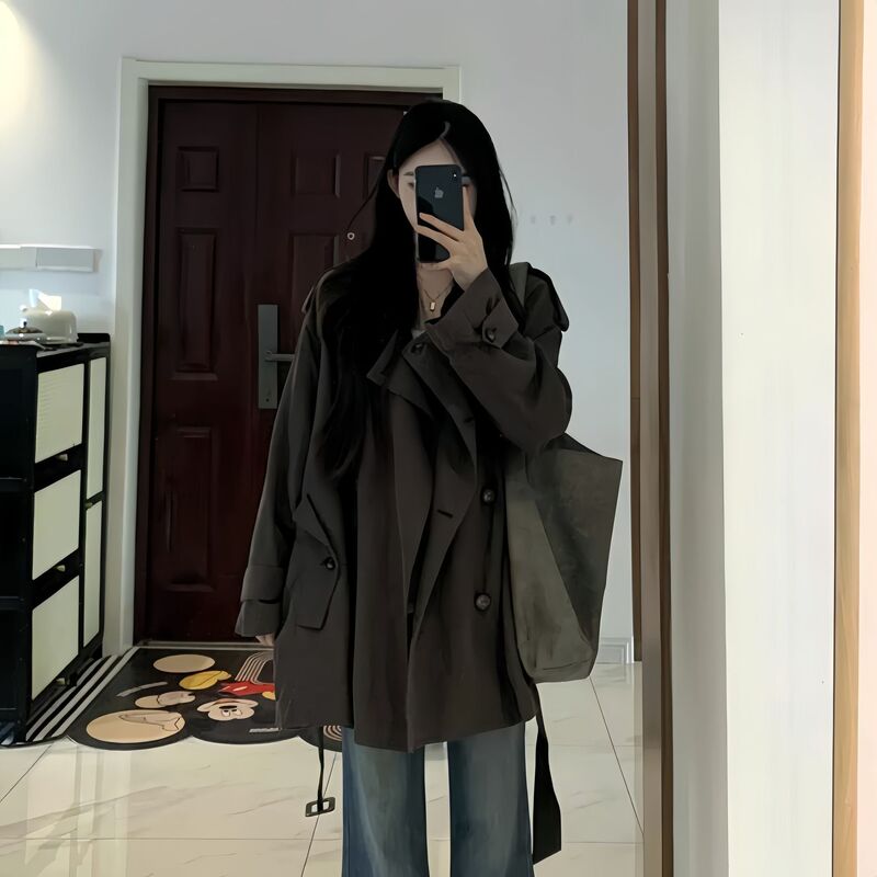 短款宽松风衣外套女2025春秋季新款小个子巨好看薄款韩版韩系休闲|undefined