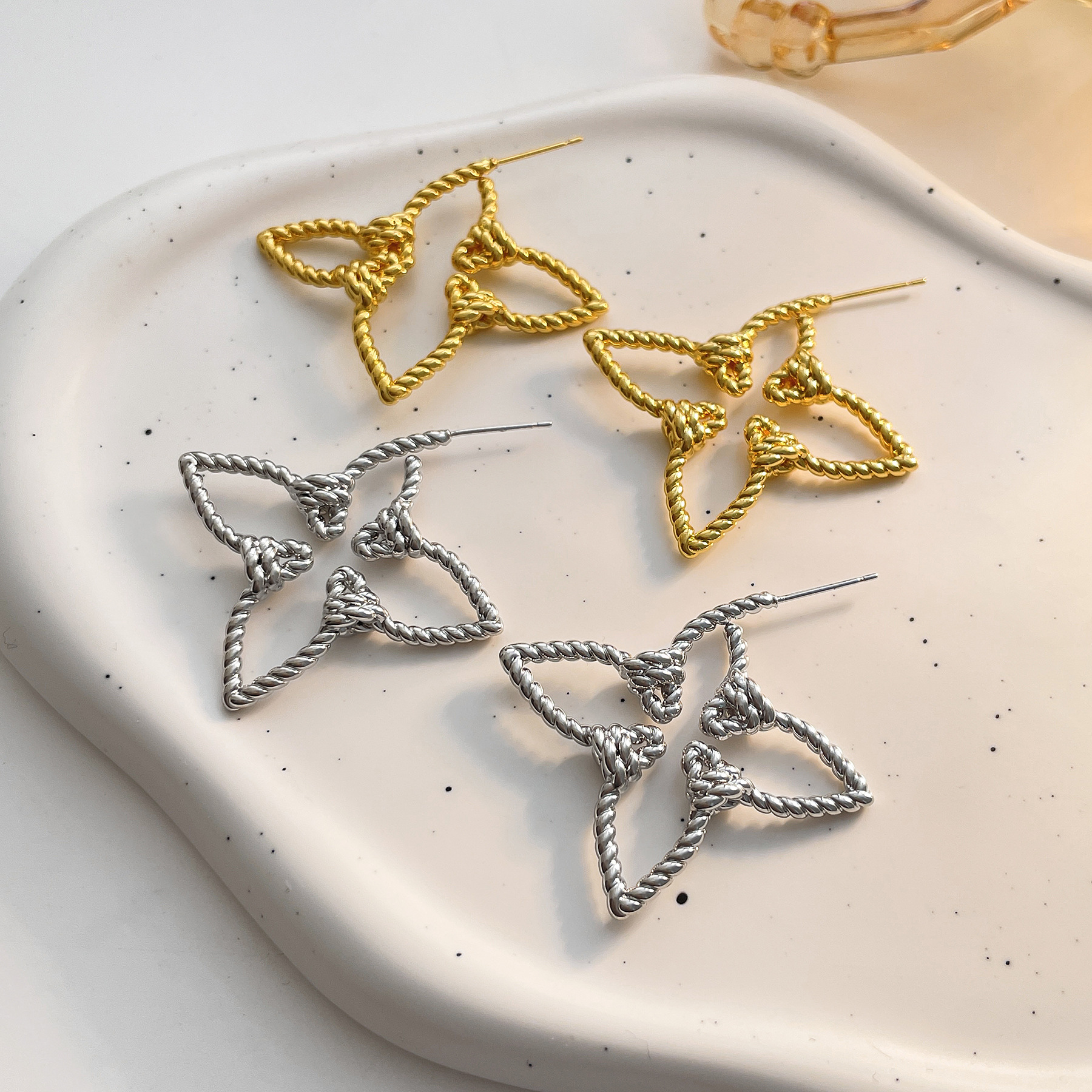 13g Weight 1 Pair Vacation Simple Style Star Plating Copper Earrings
