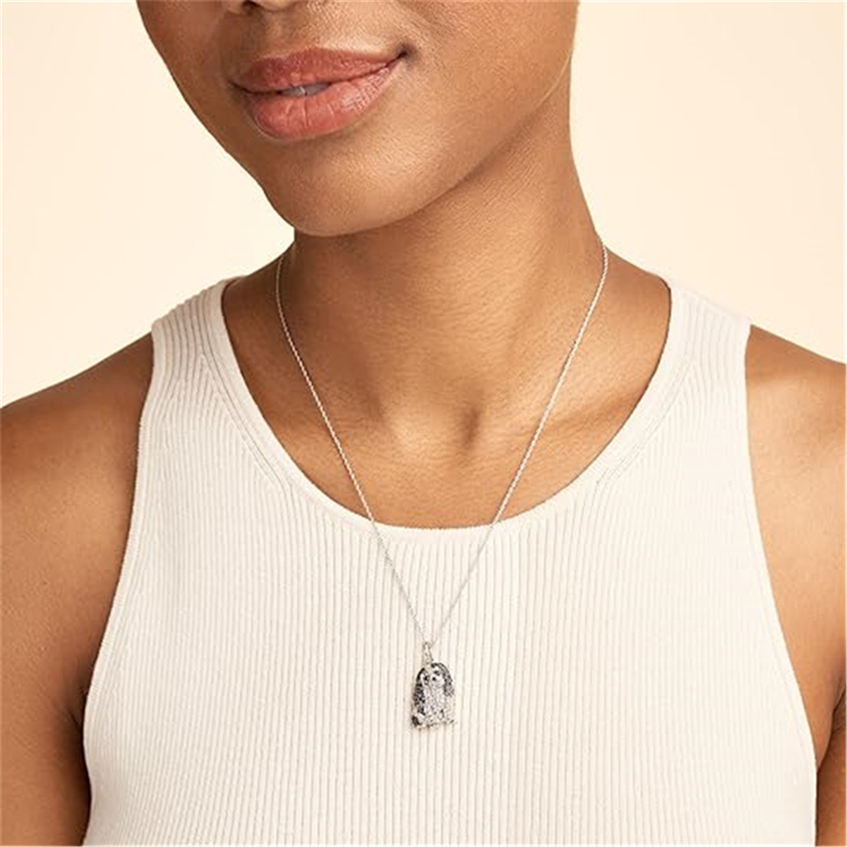 Plating, Inlay Design Cute Dog Artificial Crystal Zinc Alloy Cable Chain Pendant Necklaces Wholesale