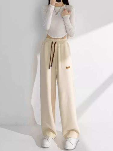 2025 Spring and Autumn Flowy Loose Straight Wide Leg Korean Version Trend Brand Versatile Casual Simple Women's Pants