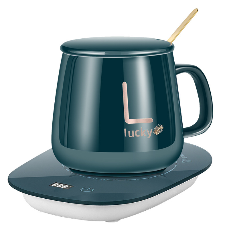 Cross-border 55-degree constant temperature coaster gift warm cup ceramic cup set milk USB temperature control digital heating coaster