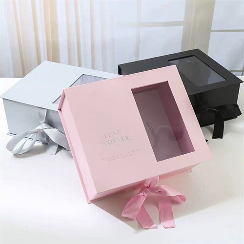 Wholesale Qixi Valentine's Day Soap Flower Box Transparent Semi-Open Window Book Shaped Box Birthday Festival Gift Box