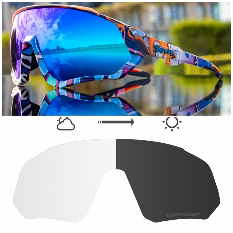 Gafas Fotocromáticas de Ciclismo Set de 2 Lentes TR90 Fotocromático, Protección UV para Ciclismo