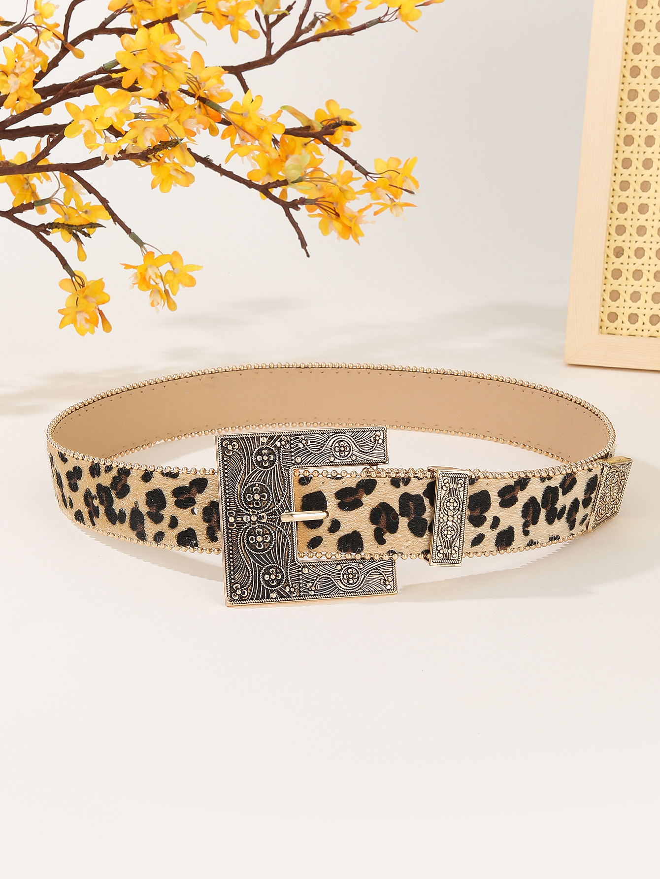 Leopard print belt women's American retro decorative ins style personalized belt_voghion.com