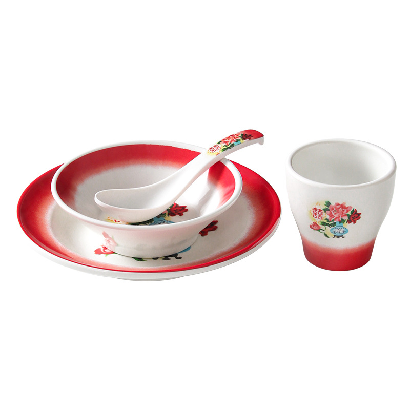 Xiangyuan melamina cubiertos tazones comerciales de mesa de cuatro piezas de porcelana restaurantes hotpot tienda de platos y tazas de platos