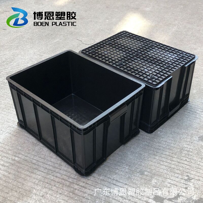 Factory pin thickened new material anti-static rubber frame black with lid turnover box anti-static plastic frame with lid large quantity discount Factory pin thickened new material anti-static rubber frame black with lid turnover box anti-static plastic frame with lid large quantity discount