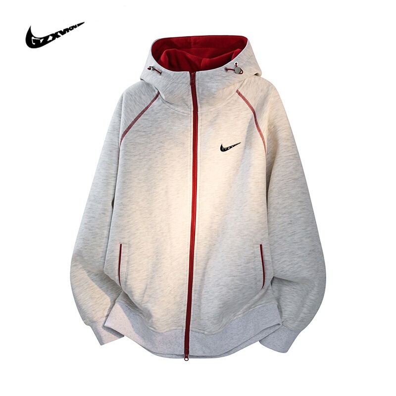 American Retro Color-Blocking Zip-Up Hoodie for Men, Spring and Autumn Trendy Brand Loose Casual Versatile Couple's Hooded Jacket for Women