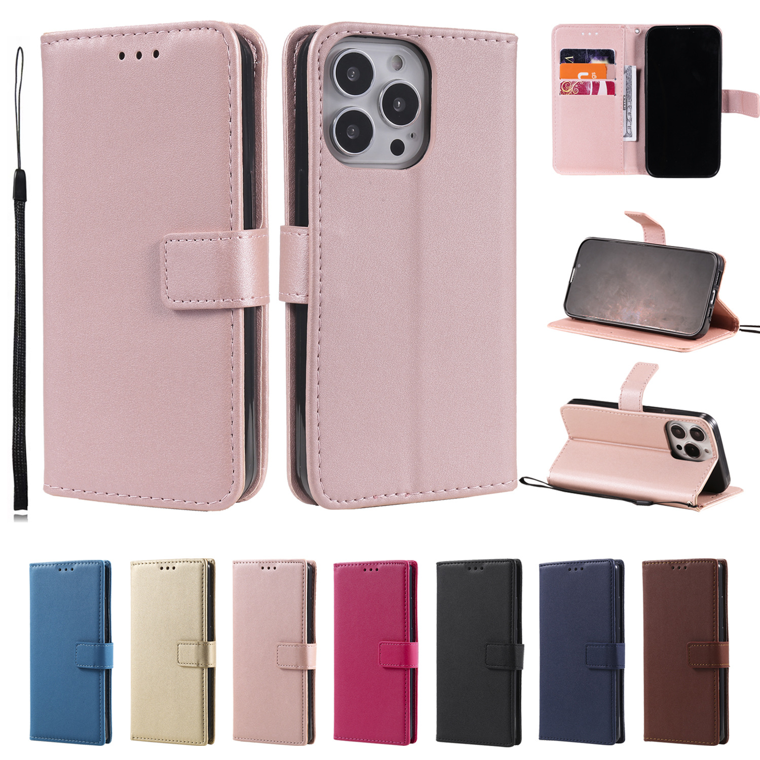 Luxury Lambskin Flip Phone Case For Iphone 13 Pro Max And 12_voghion.com
