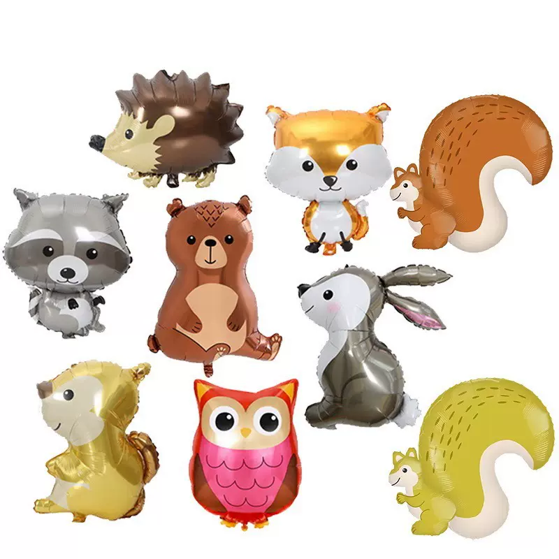 亚马逊新款丛林动物气球狐狸刺猬狩猎派对生日装饰铝膜气球批发
