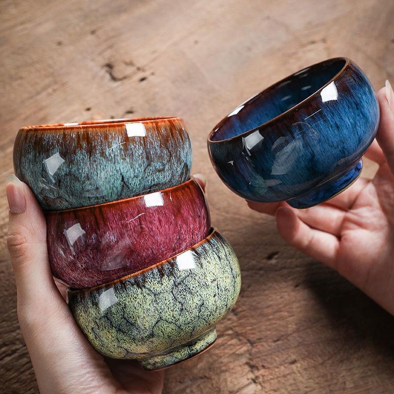 建盏窑变五行杯大号主人杯陶瓷茶杯子家用品茗天目釉茶盏礼盒装