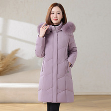 羽绒服女中长款外套2025冬季新款东北加厚白鸭绒服狐狸毛领妈妈装