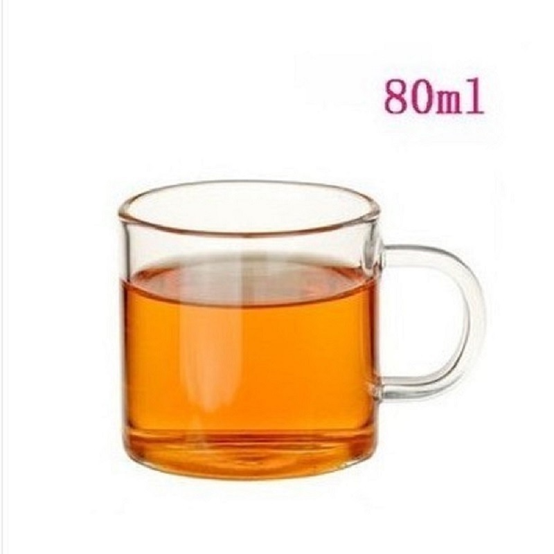 Taza de té de vidrio de doble capa aislada pequeña taza de té de hogar mini con mango Mark Taza de tamaño pequeño taza de té pequeña