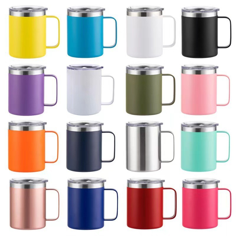 Taza de acero inoxidable de 12oz14oz transfronteriza Taza de manija de oficina doméstica americana Taza de café de doble capa de aislamiento y refrigeración